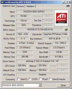 Sapphire ATI Radeon 9600 XT 256 MB DDR2