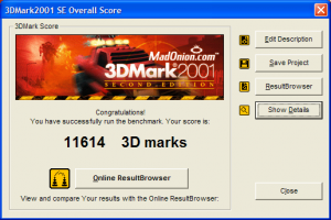 3DMark2001 SE Overall Score Default