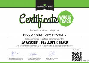 Certificate JavaScript Developer Track